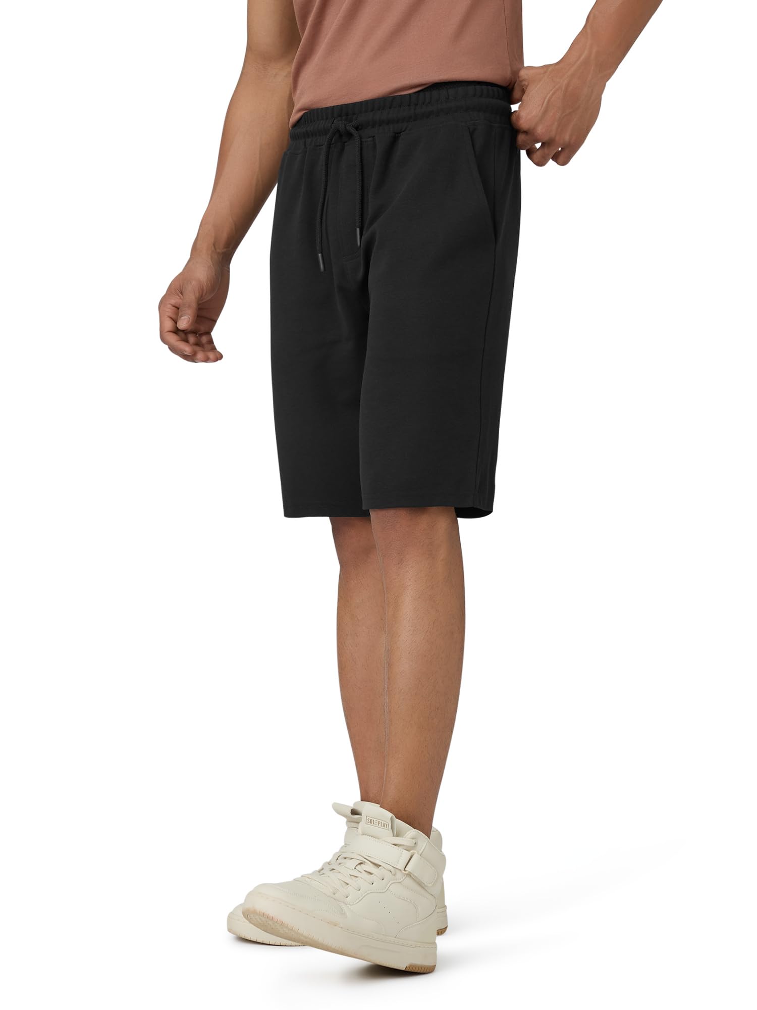 XYXX Men Cotton Rich Shorts, Regular Fit, Solid, Pack of 1, XYSHT12XL, Pitch Black, XL
